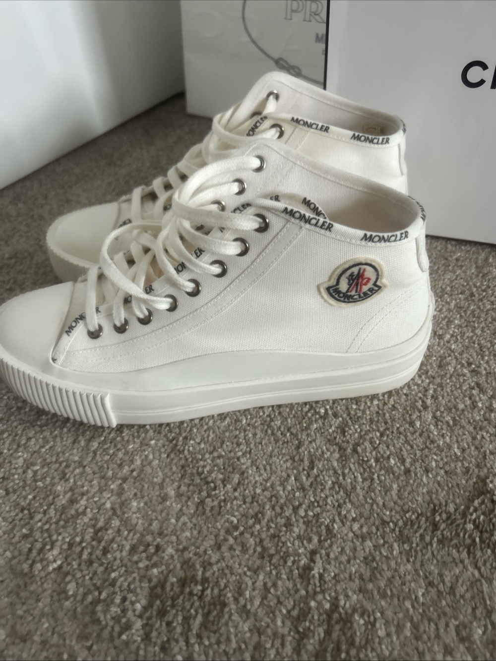 Moncler Cream High-Top Platform Sneakers